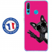 TPU0PSMART19CHIENVFUSHIA - Coque souple pour Huawei P Smart (2019) avec impression Motifs chien à lunettes sur fond fushia
