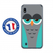TPU0TPU0A10CHOUETTE2 - Coque souple pour Samsung Galaxy A10 avec impression Motifs chouette endormie bleue et grise