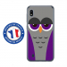 TPU0TPU0A10CHOUETTE6 - Coque souple pour Samsung Galaxy A10 avec impression Motifs chouette endormie mauve et grise