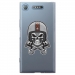 TPU0XPERIAXZ1SKULLCASQUE - Coque souple pour Sony Xperia XZ1 avec impression Motifs tête de mort avec un casque de moto