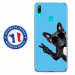 TPU0Y72019CHIENVBLEU - Coque souple pour Huawei Y7 (2019) avec impression Motifs chien à lunettes sur fond bleu
