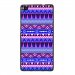 TPU1ASCENDP8AZTEQUEBLEUVIOLET - Coque Souple en gel noir pour Huawei Ascend P8 avec impression Motifs aztèque bleu et violet