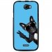 TPU1BARRYCHIENVBLEU - Coque souple pour Wiko Barry avec impression Motifs chien à lunettes sur fond bleu