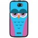 TPU1BARRYCHOUETTE4 - Coque souple pour Wiko Barry avec impression Motifs chouette endormie bleue et rose