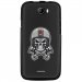 TPU1BARRYSKULLCASQUE - Coque souple pour Wiko Barry avec impression Motifs tête de mort avec un casque de moto
