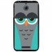 TPU1DES510CHOUETTE2 - Coque souple pour HTC Desire 510 avec impression Motifs chouette endormie bleue et grise