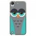 TPU1DES630CHOUETTE2 - Coque souple pour HTC Desire 630 avec impression Motifs chouette endormie bleue et grise
