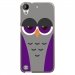 TPU1DES630CHOUETTE6 - Coque souple pour HTC Desire 630 avec impression Motifs chouette endormie mauve et grise