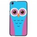 TPU1DES820CHOUETTE3 - Coque Souple en gel noir pour HTC Desire 820 avec impression Motifs chouette bleue et rose