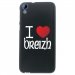 TPU1DES820COEURBREIZH - Coque Souple en gel noir pour HTC Desire 820 avec impression Motifs coeur rouge I Love Breizh
