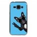 TPU1GALJ1CHIENVBLEU - Coque souple pour Samsung Galaxy J1 SM-J100F avec impression Motifs chien à lunettes sur fond bleu