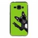 TPU1GALJ1CHIENVVERT - Coque souple pour Samsung Galaxy J1 SM-J100F avec impression Motifs chien à lunettes sur fond vert
