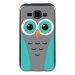 TPU1GALJ1CHOUETTE1 - Coque souple pour Samsung Galaxy J1 SM-J100F avec impression Motifs chouette bleue et grise