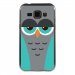 TPU1GALJ1CHOUETTE2 - Coque souple pour Samsung Galaxy J1 SM-J100F avec impression Motifs chouette endormie bleue et grise