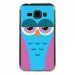 TPU1GALJ1CHOUETTE4 - Coque souple pour Samsung Galaxy J1 SM-J100F avec impression Motifs chouette endormie bleue et rose