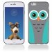 TPU1IPHONE6CHOUETTE1 - Coque Souple en gel pour Apple iPhone 6 avec impression chouette bleue et grise