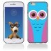 TPU1IPHONE6CHOUETTE3 - Coque Souple en gel pour Apple iPhone 6 avec impression chouette rose et bleue