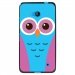 TPU1LUM640CHOUETTE3 - Coque Souple en gel noir pour Microsoft Lumia 640 avec impression Motifs chouette rose et bleue