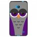 TPU1LUM640CHOUETTE6 - Coque Souple en gel noir pour Microsoft Lumia 640 avec impression Motifs chouette endormie mauve et