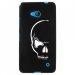 TPU1LUM640CRANEBLANC - Coque Souple en gel noir pour Microsoft Lumia 640 avec impression Motifs crâne blanc