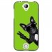 TPU1M330CHIENVVERT - Coque souple pour Acer Liquid M330 avec impression Motifs chien à lunettes sur fond vert