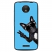 TPU1MOTOCCHIENVBLEU - Coque souple pour Motorola Moto C avec impression Motifs chien à lunettes sur fond bleu