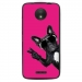 TPU1MOTOCCHIENVFUSHIA - Coque souple pour Motorola Moto C avec impression Motifs chien à lunettes sur fond fushia