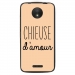 TPU1MOTOCCHIEUSEBEIGE - Coque souple pour Motorola Moto C avec impression Motifs Chieuse d'Amour beige