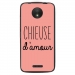 TPU1MOTOCCHIEUSEROSE - Coque souple pour Motorola Moto C avec impression Motifs Chieuse d'Amour rose
