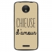 TPU1MOTOCCHIEUSETAUPE - Coque souple pour Motorola Moto C avec impression Motifs Chieuse d'Amour taupe