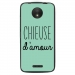 TPU1MOTOCCHIEUSETURQUOISE - Coque souple pour Motorola Moto C avec impression Motifs Chieuse d'Amour turquoise