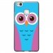 TPU1P9LITECHOUETTE3 - Coque souple pour Huawei Ascend P9-Lite avec impression Motifs chouette bleue et rose