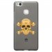 TPU1P9LITESKULLOR - Coque souple pour Huawei Ascend P9-Lite avec impression Motifs tête de mort aspect or