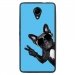TPU1ROBBYCHIENVBLEU - Coque souple pour Wiko Robby avec impression Motifs chien à lunettes sur fond bleu