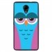 TPU1ROBBYCHOUETTE4 - Coque souple pour Wiko Robby avec impression Motifs chouette endormie bleue et rose