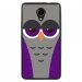 TPU1ROBBYCHOUETTE6 - Coque souple pour Wiko Robby avec impression Motifs chouette endormie mauve et grise