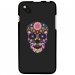 TPU1SUNSET2SKULLFLEUR - Coque Souple en gel pour Wiko Sunset 2 avec impression Motifs crâne en fleurs sur fond noir