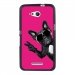 TPU1XPE4GCHIENVFUSHIA - Coque Souple en gel noir pour Sony Xperia E4g avec impression Motifs chien à lunettes sur fond fush