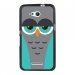 TPU1XPE4GCHOUETTE2 - Coque Souple en gel noir pour Sony Xperia E4g avec impression Motifs chouette endormie bleue et gris