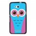 TPU1XPE4GCHOUETTE3 - Coque Souple en gel noir pour Sony Xperia E4g avec impression Motifs chouette rose et bleue