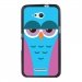 TPU1XPE4GCHOUETTE4 - Coque Souple en gel noir pour Sony Xperia E4g avec impression Motifs chouette endormie rose et bleue