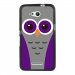 TPU1XPE4GCHOUETTE5 - Coque Souple en gel noir pour Sony Xperia E4g avec impression Motifs chouette mauve et grise