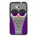 TPU1XPE4GCHOUETTE6 - Coque Souple en gel noir pour Sony Xperia E4g avec impression Motifs chouette endormie mauve et gris