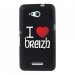 TPU1XPE4GCOEURBREIZH - Coque Souple en gel noir pour Sony Xperia E4g avec impression Motifs coeur rouge I Love Breizh