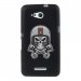 TPU1XPE4GSKULLCASQUE - Coque Souple en gel noir pour Sony Xperia E4g avec impression Motifs tête de mort avec un casque de