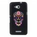 TPU1XPE4GSKULLFLEUR - Coque Souple en gel noir pour Sony Xperia E4g avec impression Motifs crâne en fleurs sur fond noir