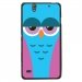 TPU1XPERIAC4CHOUETTE4 - Coque Souple en gel pour Sony Xperia C4 avec impression Motifs chouette endormie rose et bleue