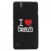 TPU1XPERIAC4COEURBREIZH - Coque Souple en gel pour Sony Xperia C4 avec impression Motifs coeur rouge I Love Breizh