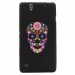 TPU1XPERIAC4SKULLFLEUR - Coque Souple en gel pour Sony Xperia C4 avec impression Motifs crâne en fleurs sur fond noir