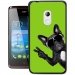 TPU1Z200CHIENVVERT - Coque Souple en gel noir pour Acer Z200 avec impression Motifs chien à lunettes sur fond vert